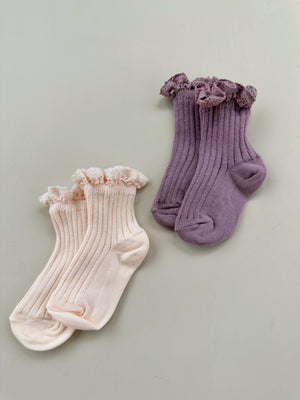 Ribbed Lacey Ankle Sock: Spring 23