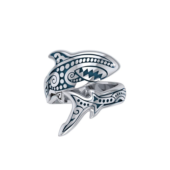 Silver Aboriginal Blue Shark Spoon Ring TRI1769 - Ring