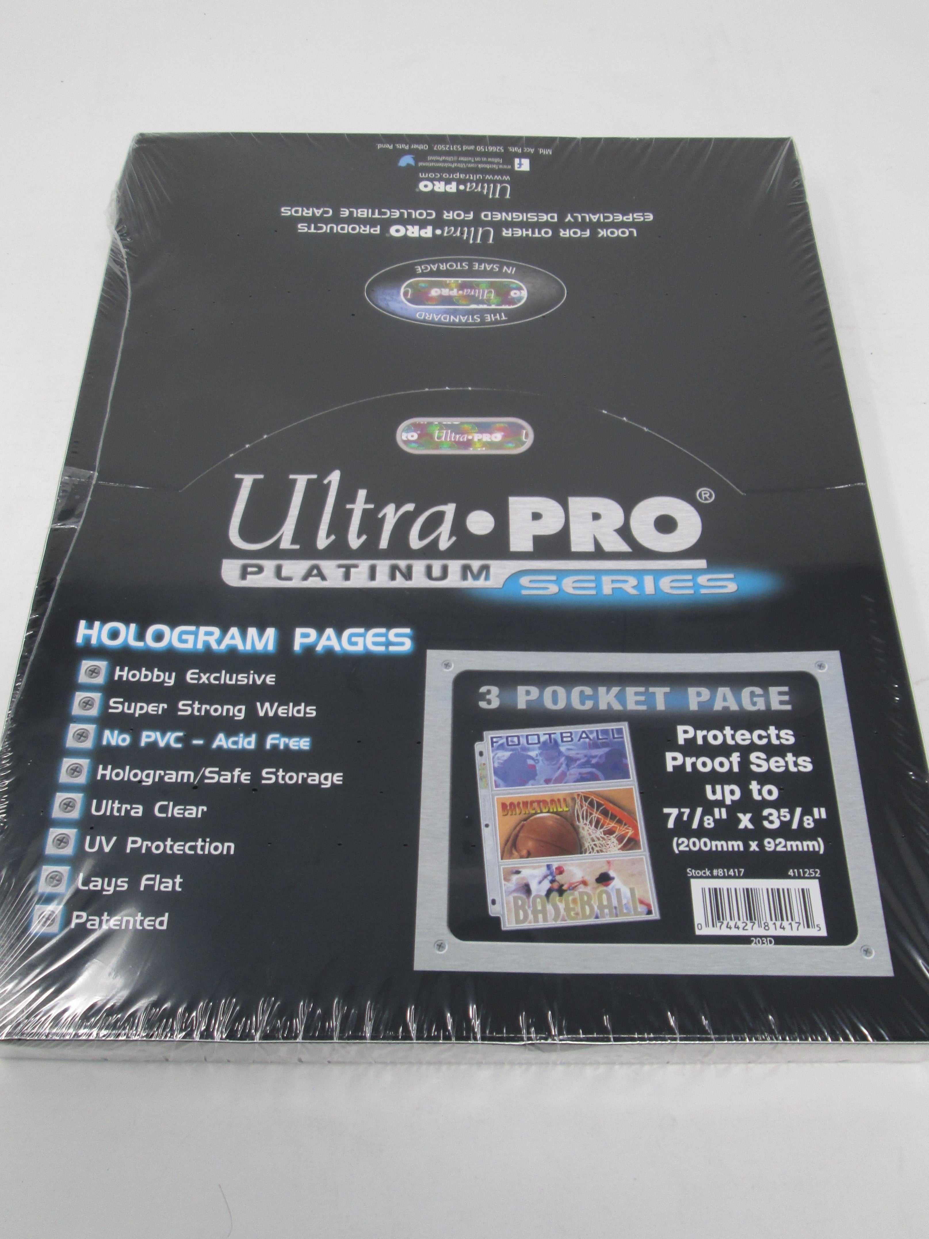 Ultra Pro 8-Pocket Platinum Page with 3-1/2 X 2-3/4 Pockets 100 ct.