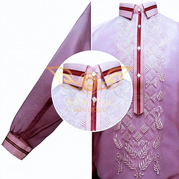 Monochromatic Colored Organza Barong  Tagalog Maroon  upto 