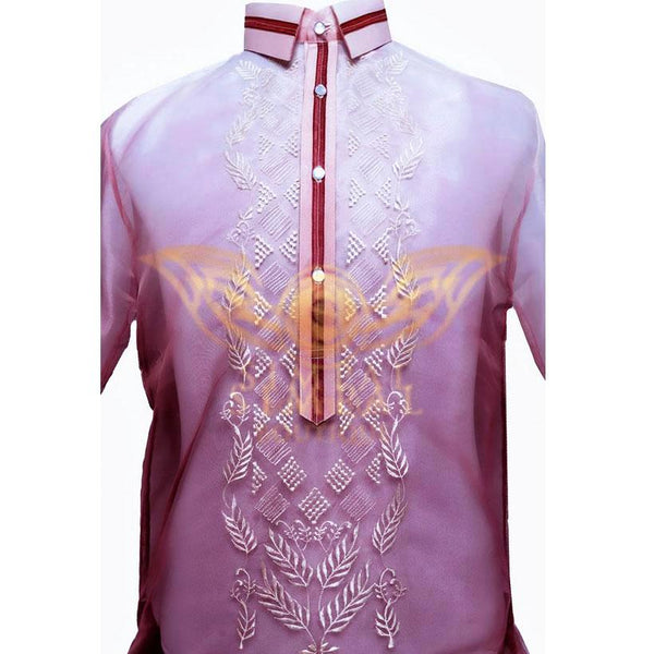 Monochromatic Colored Organza Barong  Tagalog Maroon  upto 