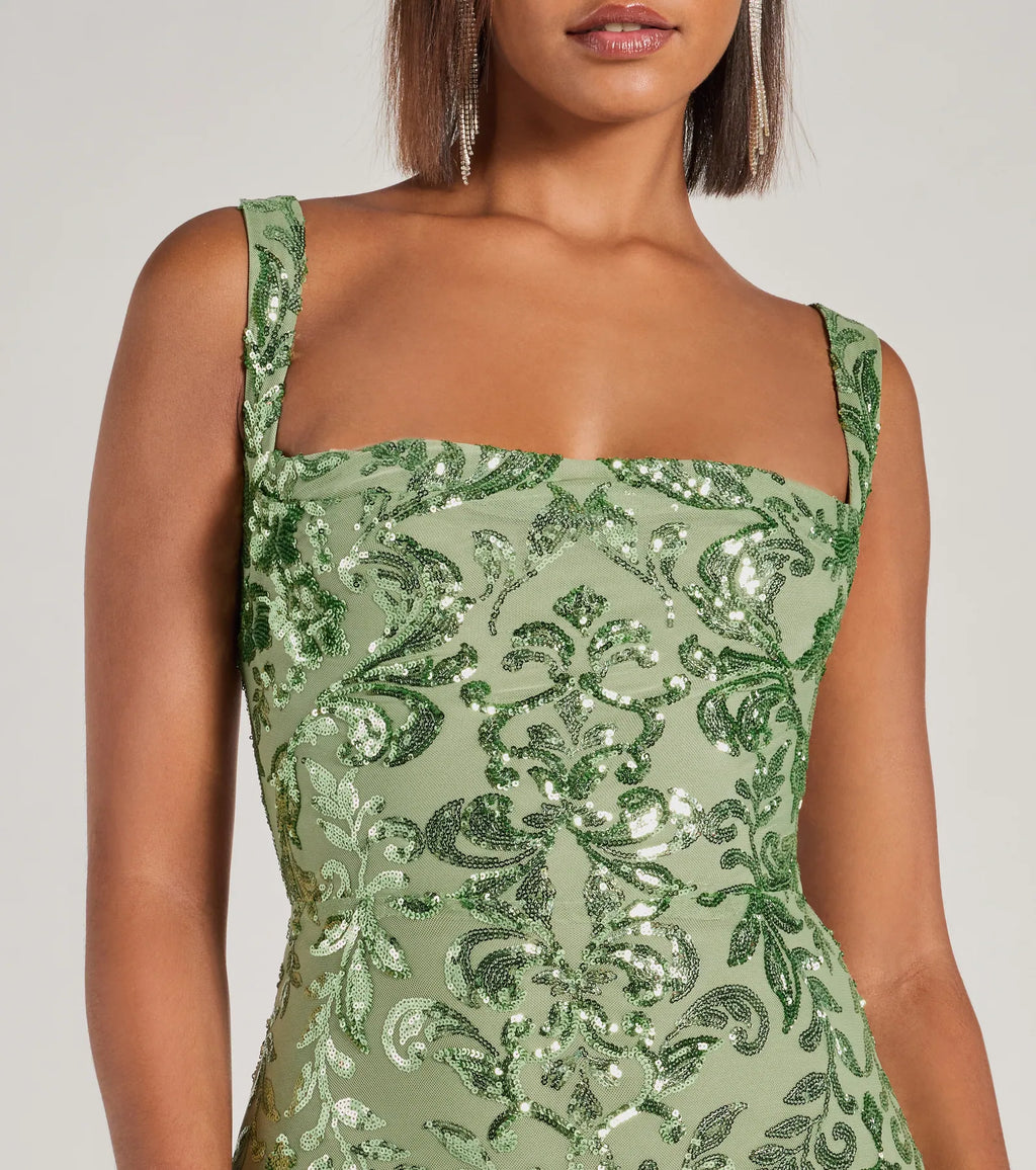 Aubree lace-up and sequin evening dress White Navy Sage