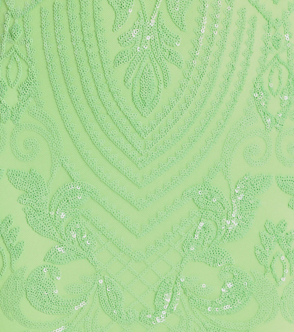 Ashleigh Asymmetric Sequin Bodycon Mini Dress Lime