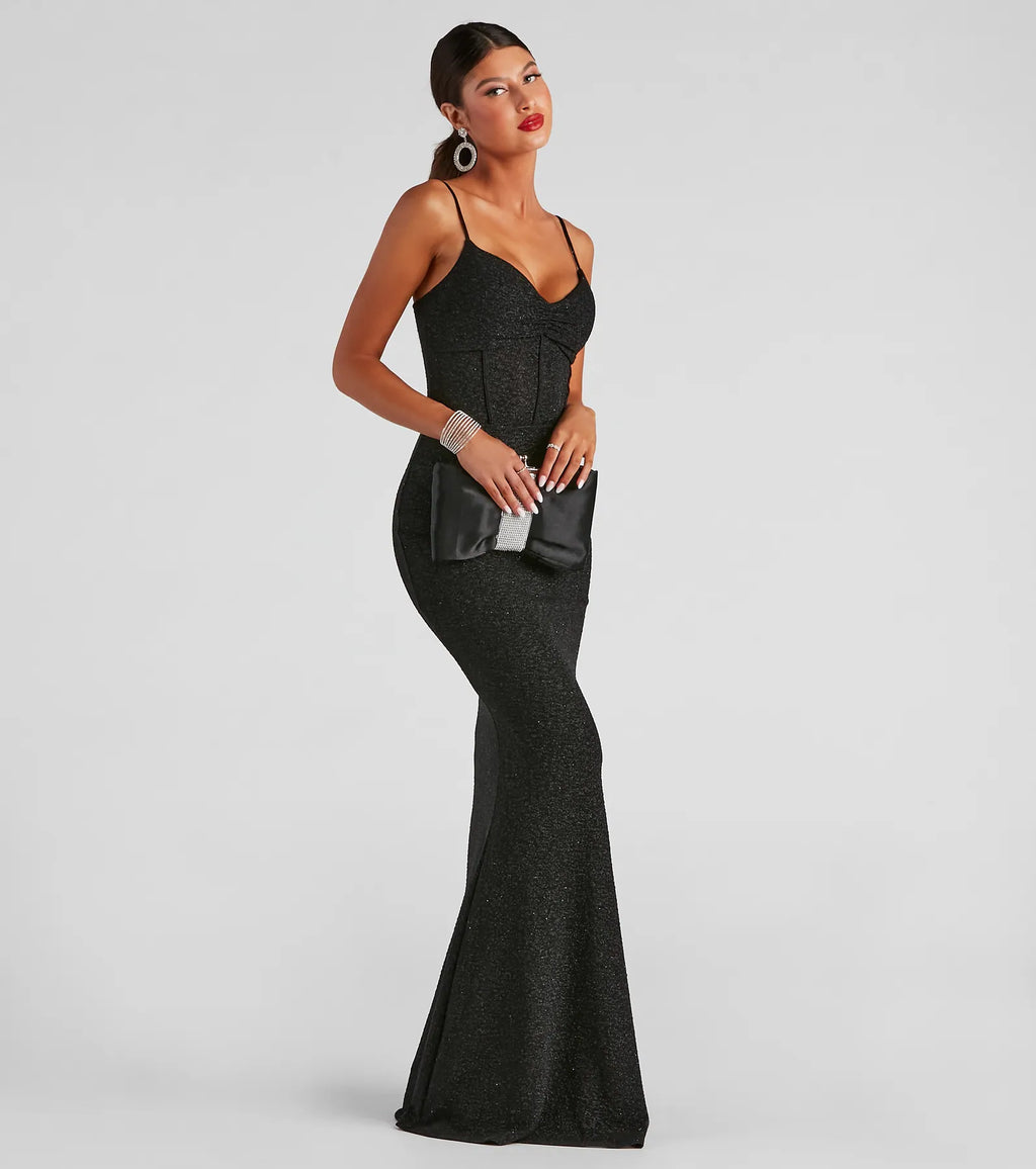 Kelsie Sequin Formal Mermaid Dress White Teal Black Pink Ivory Red Denim