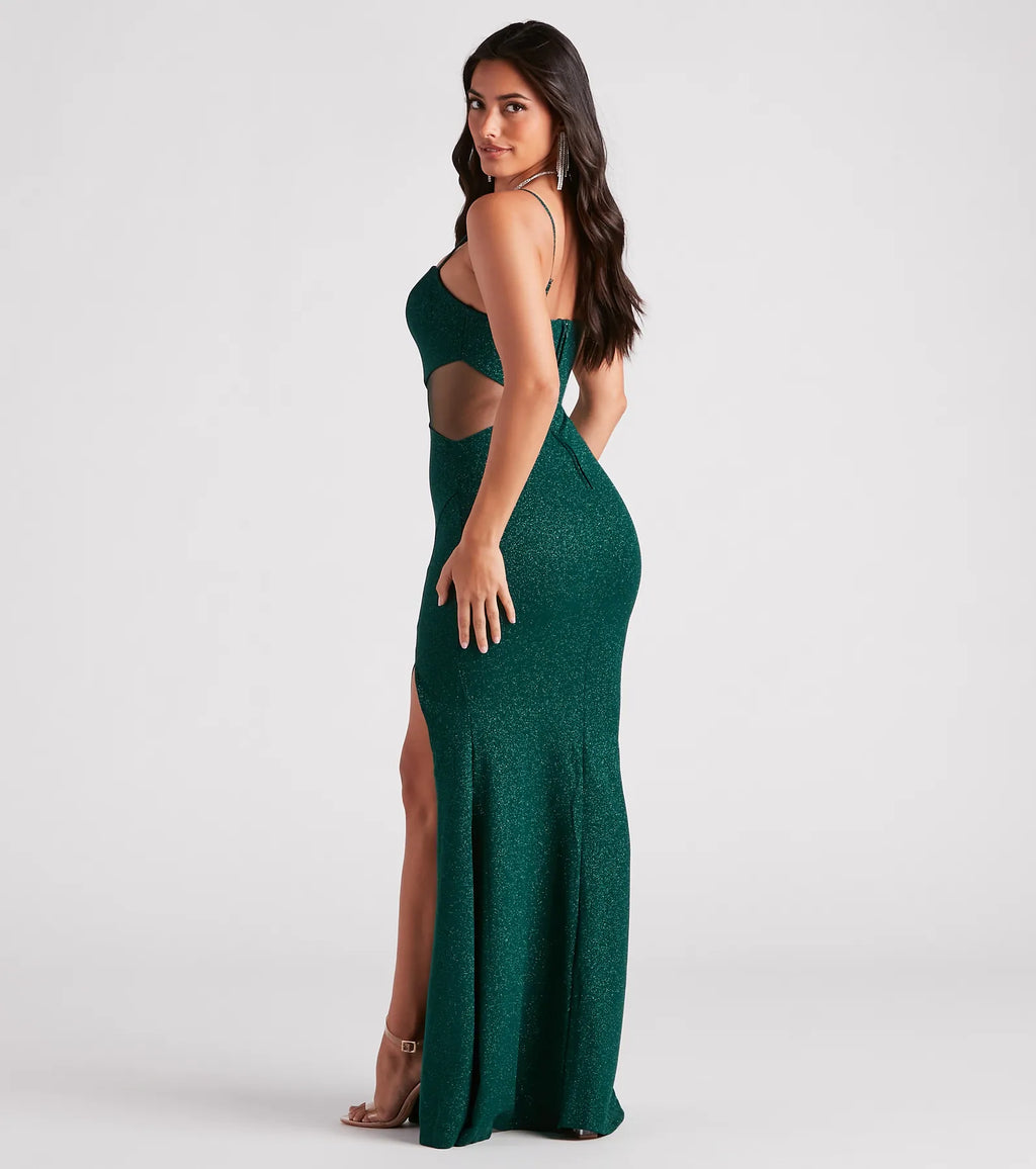 Cynthia Sequin Formal Mermaid Dress Emerald