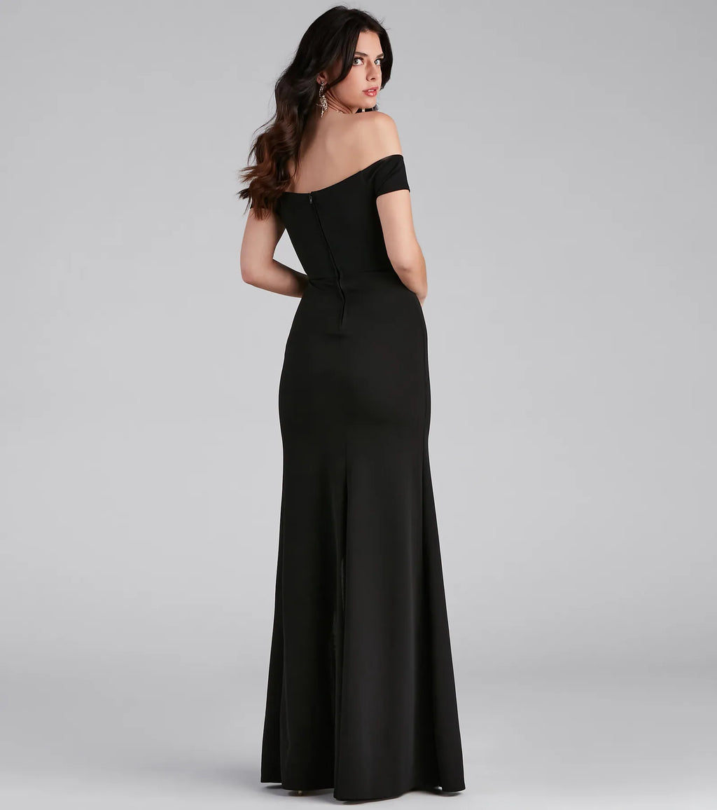 High Slit Formal Myra Dress Blue Hunter Red Ivory Burgundy Navy Black