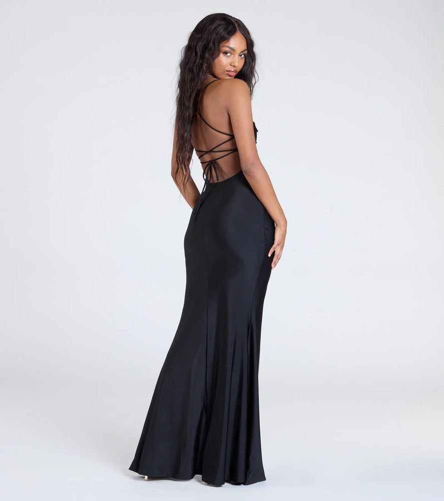 Windsor Delia Formal Cowl Neck Long Dress in Black