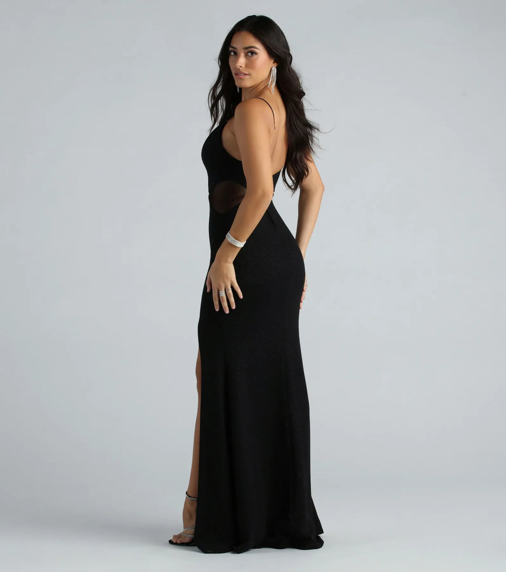 Georgia Sequined Crepe Formal Mermaid Dress Black