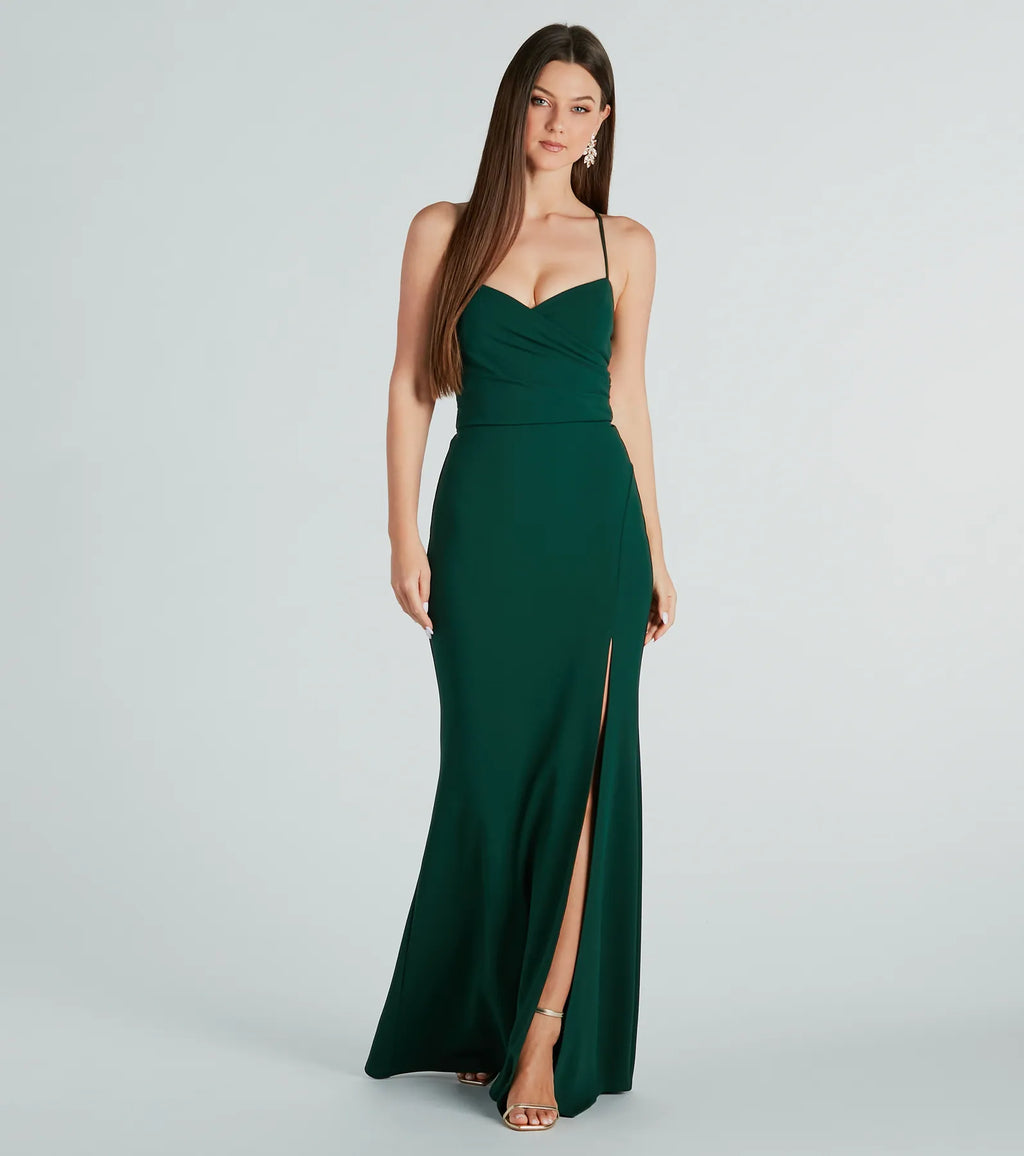 Laylah Lace-Up Back Formal Mermaid Dress Hunter