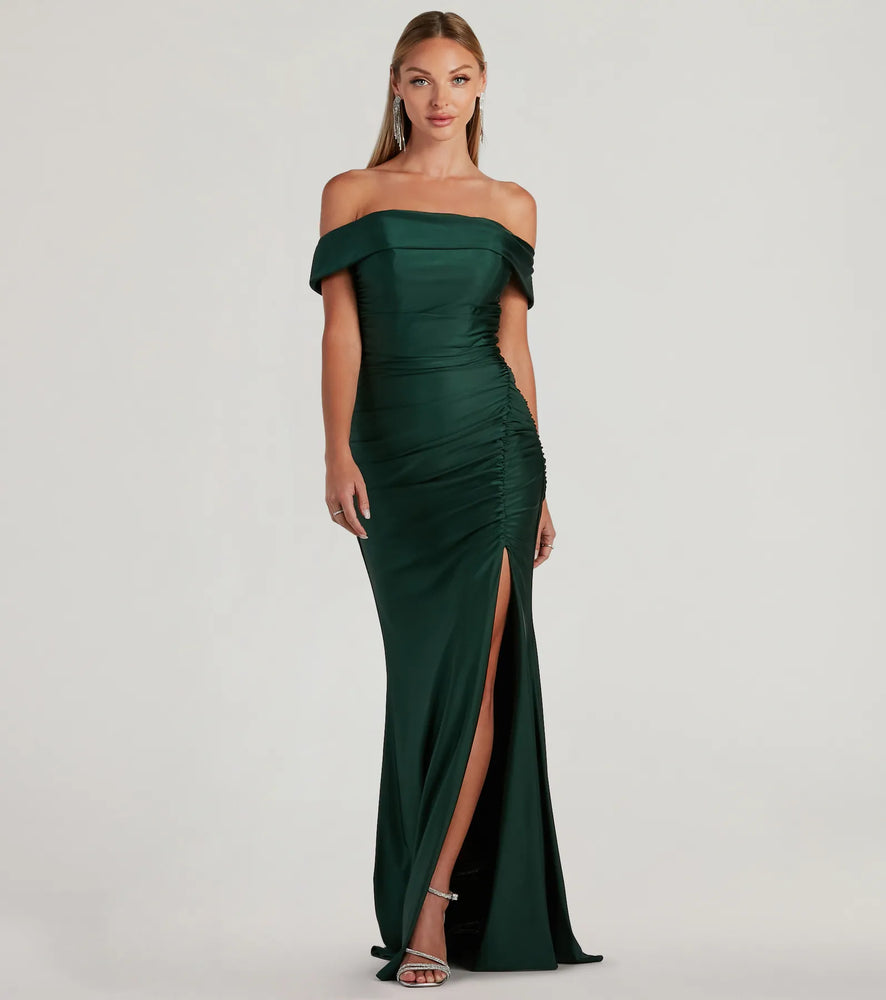 Windsor Alicia Off-The-Shoulder Mermaid Formal Dress in Green