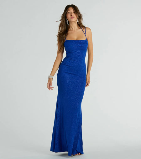 Katerina Square Neck Sequined Mermaid Formal Dress Royal Hunter