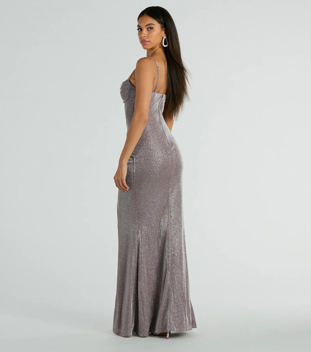 Athena Sequined Corset Mermaid Formal Dress Lavender