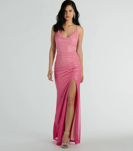 Kate Strappy Back Ombre Sequin Formal Dress Pink
