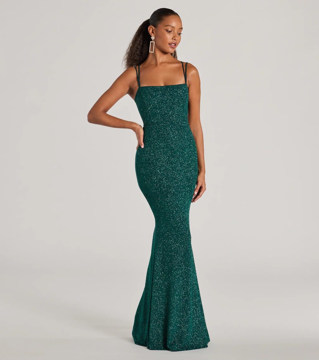 Jade Lace-up Sequin Mermaid Formal Dress Black Hunter