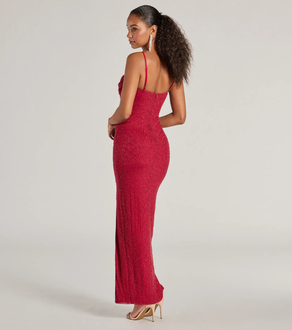 Klara Slim Formal Dress with Cowl Neck and Faux Pearls Light Blue White Black Red Navy