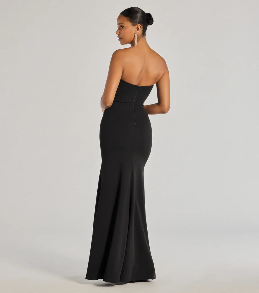 Aliana Strapless Corset Mermaid Dress in Black