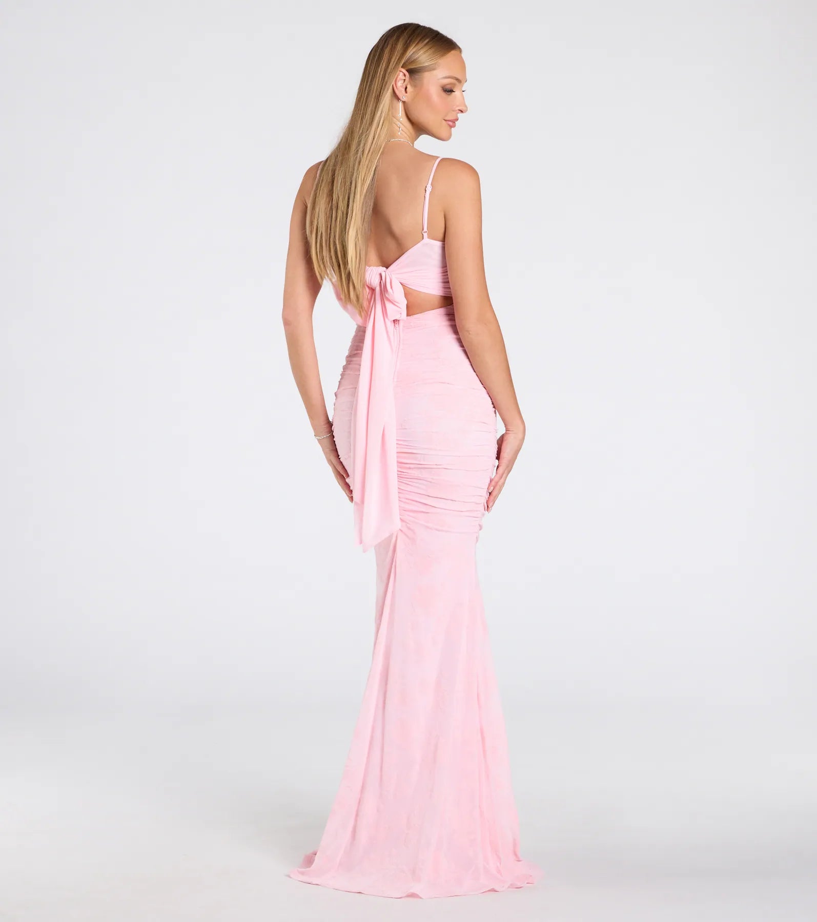Jaymie Tie-Back Floral Velvet Mermaid Formal Dress