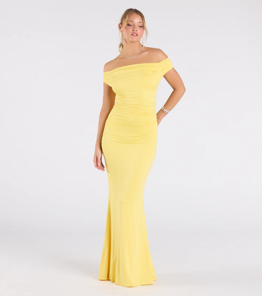 Teagan Sleeveless Cowl Neck Slim Formal Dress in Yellow-2