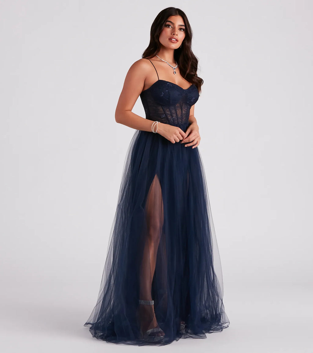 Hailey Lace Formal Strapless Dress Hunter Navy Black Light Blue