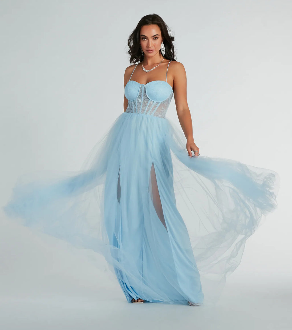 Hailey Lace Formal Strapless Dress Hunter Navy Black Light Blue