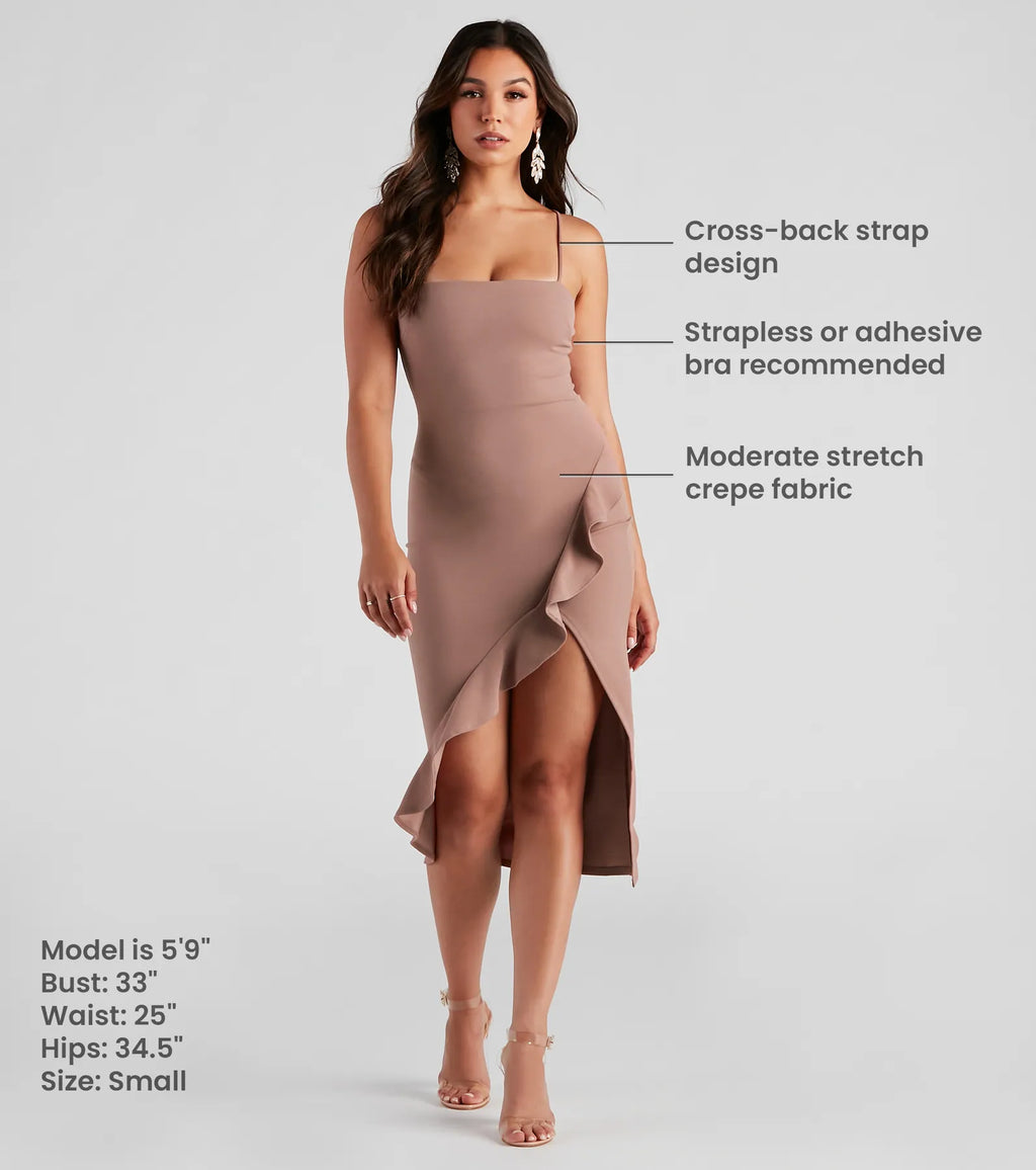 Add a Touch of Style - Ruffle Midi Dress Black Ivory Hunter Mauve-3 Blue Navy Mauve Mocha