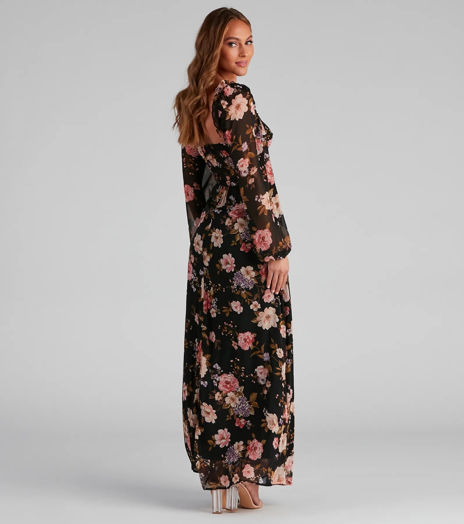 Swept Away Floral Chiffon Maxi Dress 051012215001
