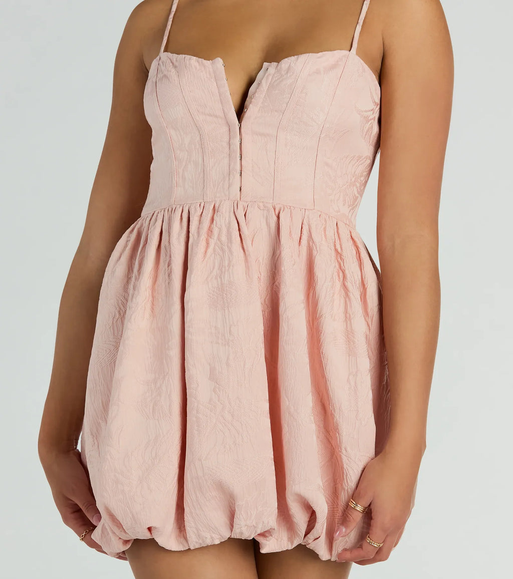 Bubbly Love corset skater evening dress Pink