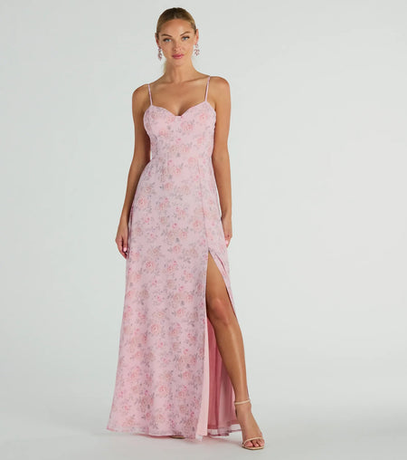 Moment Of Beauty - Floral lace-up maxi dress Pink
