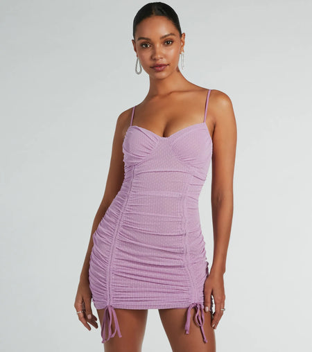 Much Love Sweetheart polka dot knit mini dress Lavender