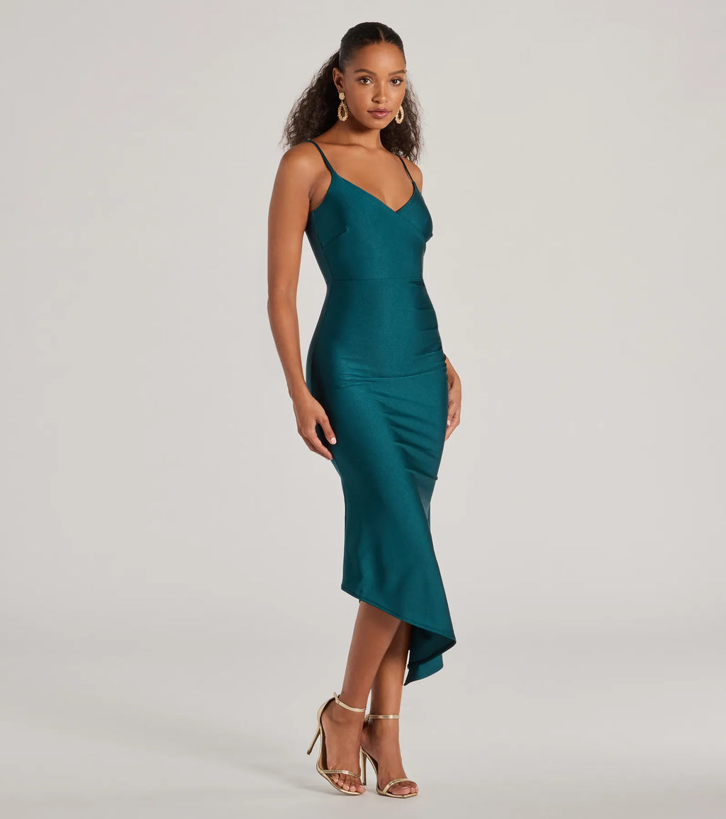 Spotlight Moment Surplice V-Neck Midi Dress Wine Hunter Slate