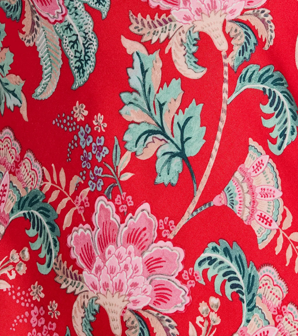 Bohemian Aesthetic Strapless Tie Back Paisley Maxi Dress Ivory Red