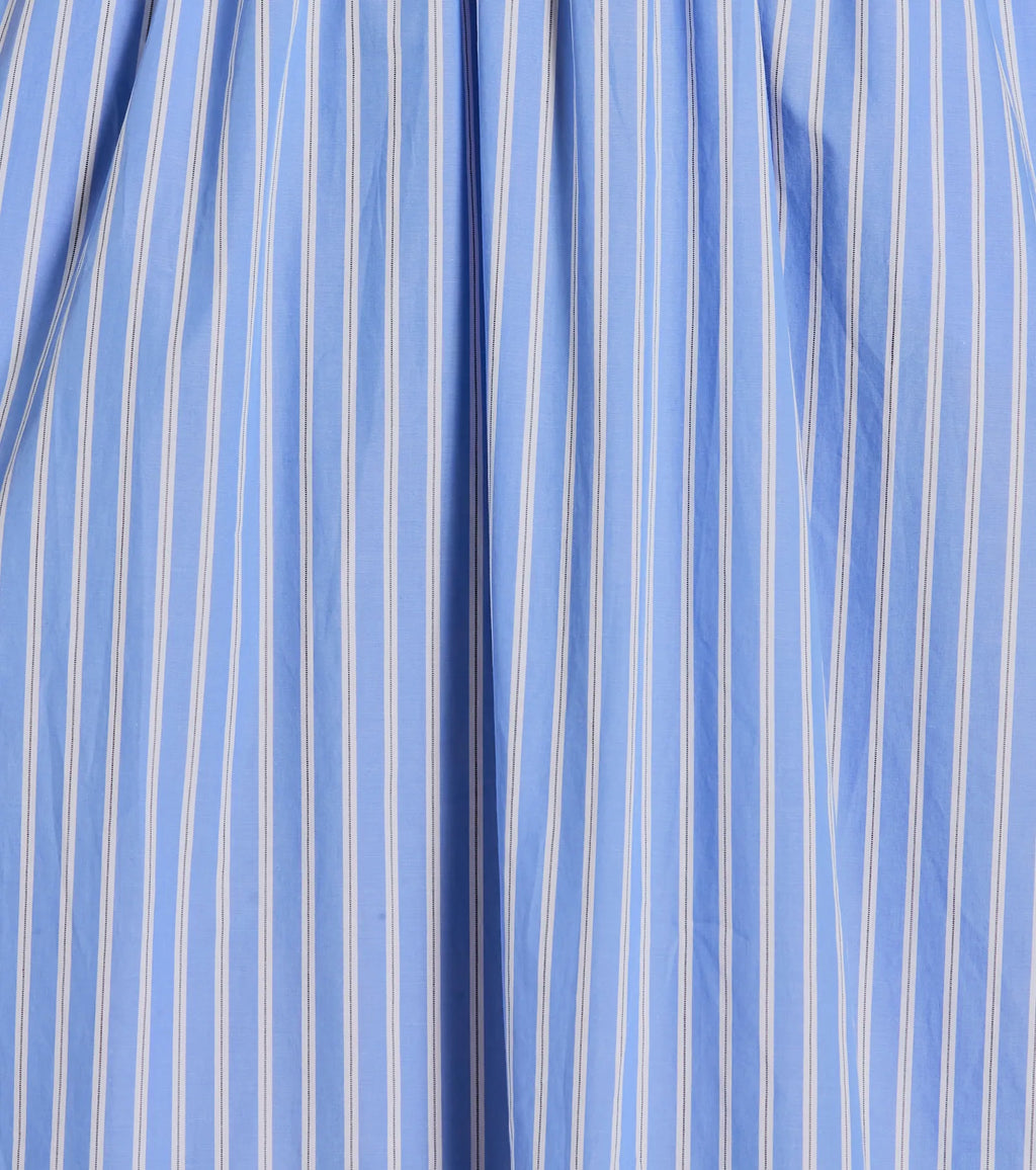 Signature Stripe Strapless A-Line Maxi Dress Blue