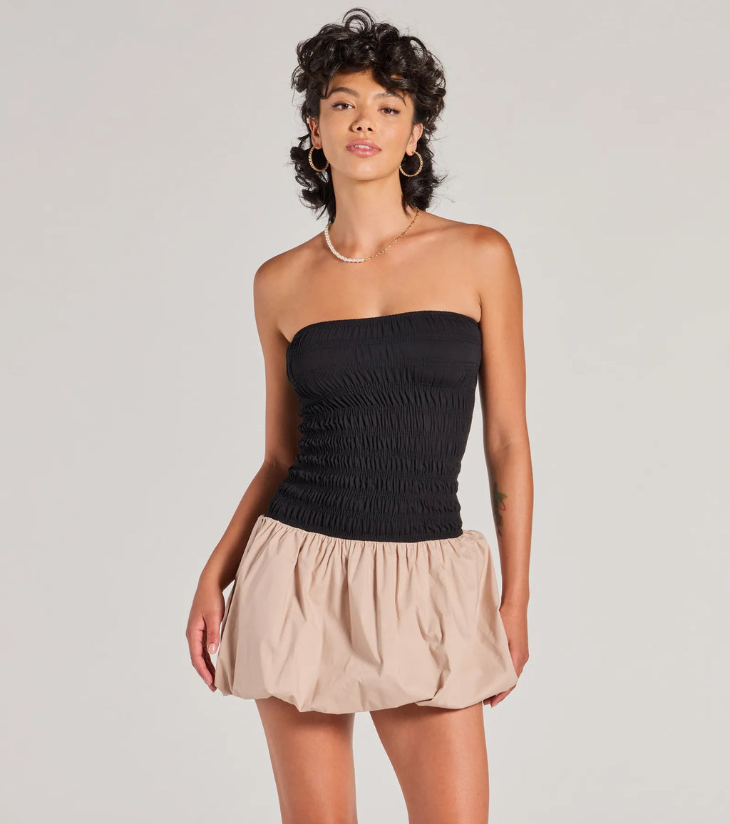 Always Yours Strapless Ball Hem Mini Dress Black Black-2