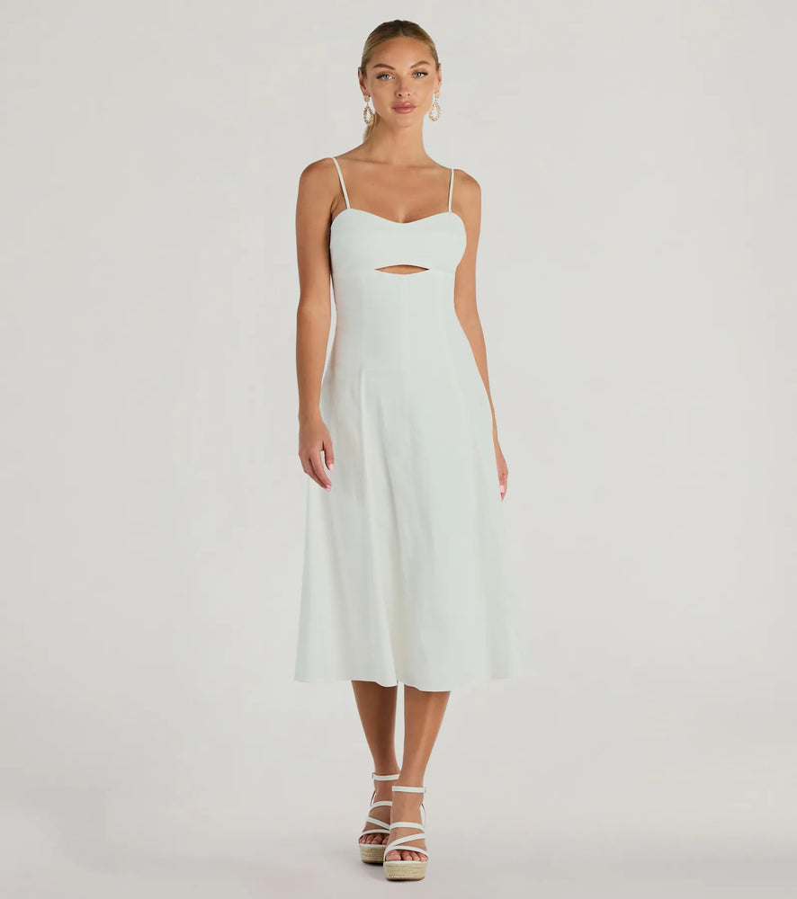 Windsor Flawless Beauty Cutout A-Line Midi Dress in Ivory