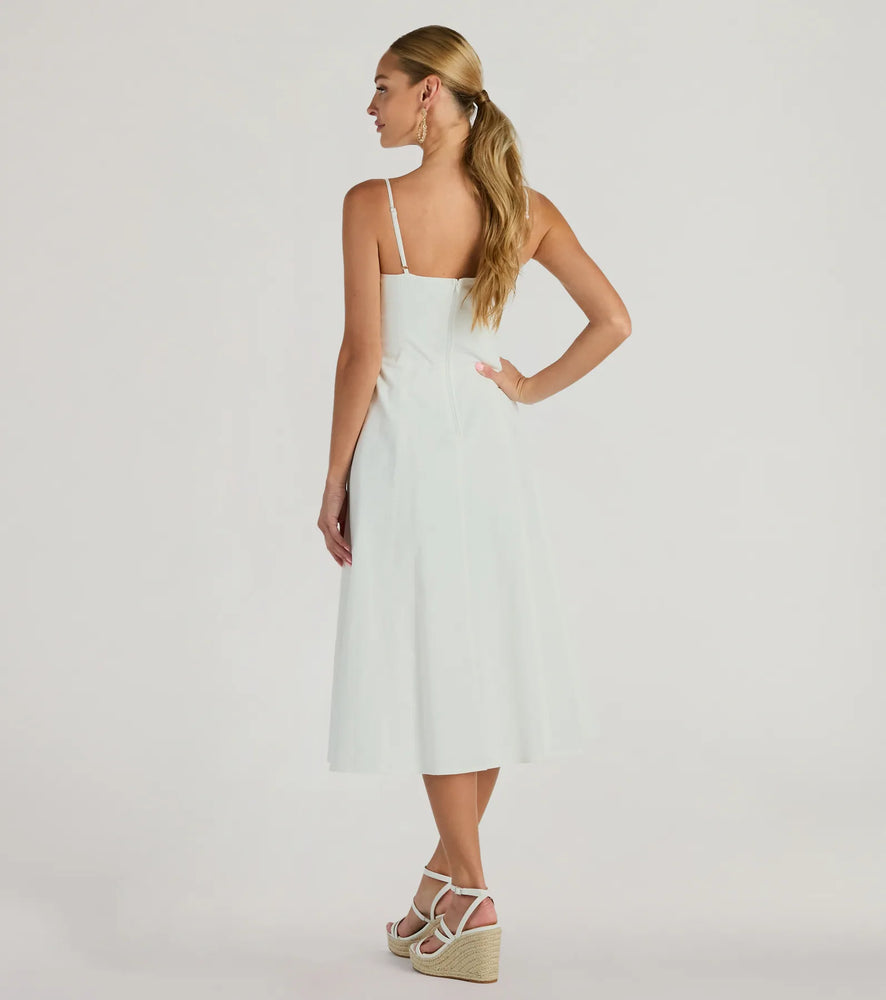 Windsor Flawless Beauty Cutout A-Line Midi Dress in Ivory