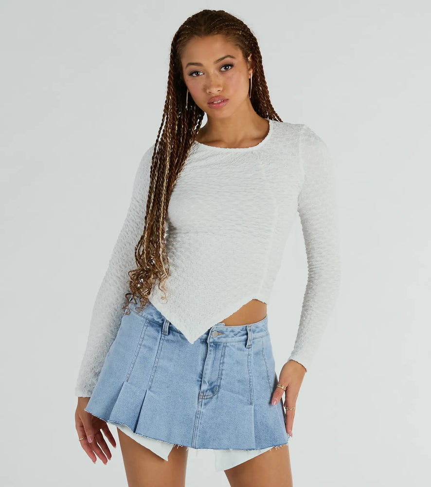 Elevated Basic Long Sleeve Textured Top in Ivory