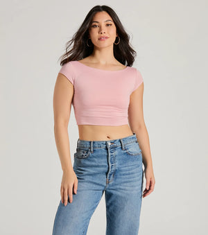 Back It Up Short Sleeve Strappy Crop Top - Windsor