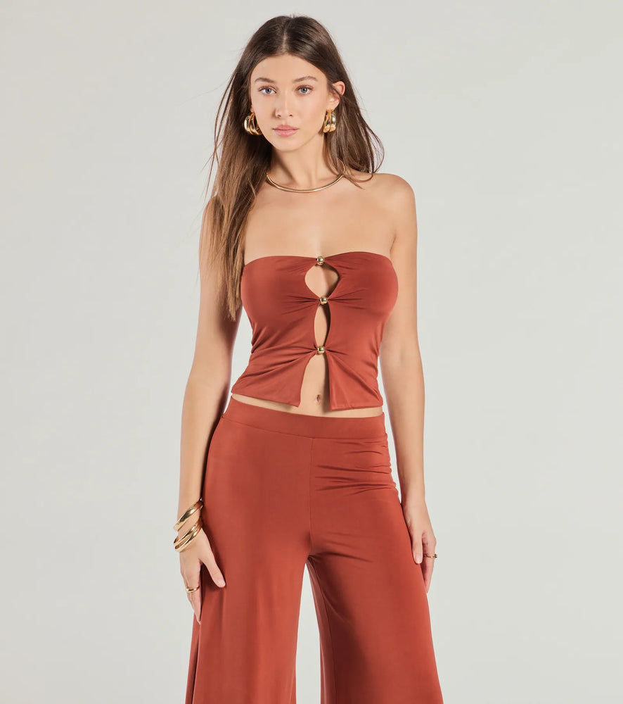 Wanderlust Mode Cutout Tube Top in Rust