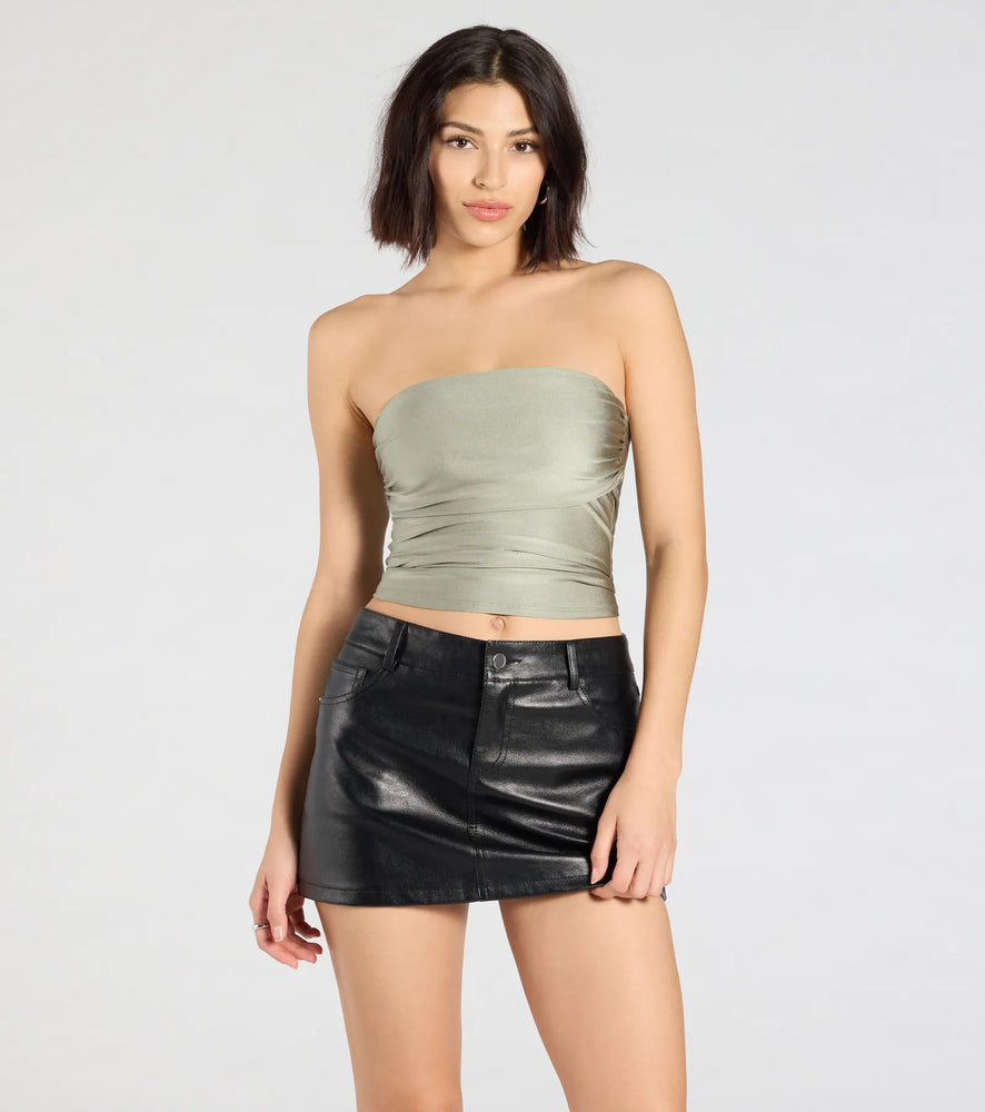 Windsor Carefree And Cute Crop Tube Top in Sage