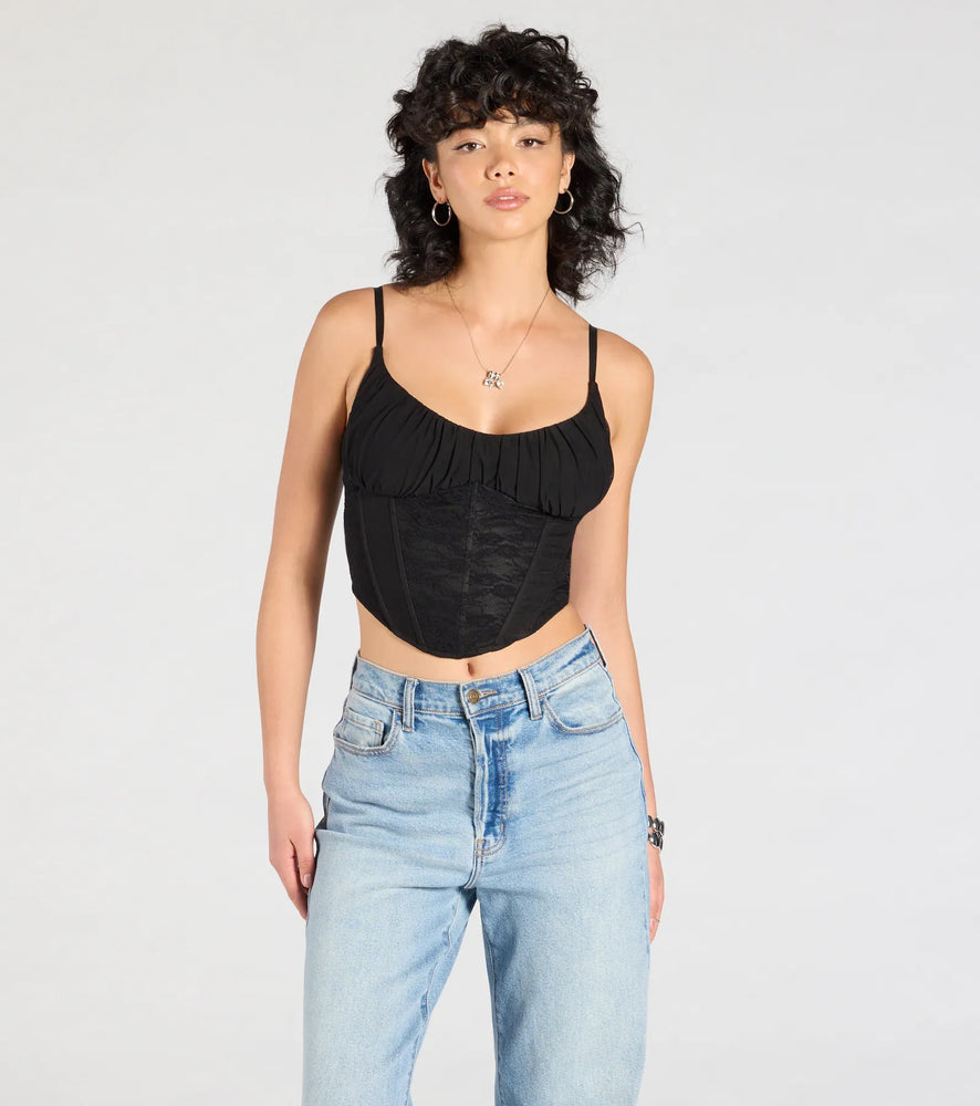 Major Impression Lace-Up Corset Top in Black