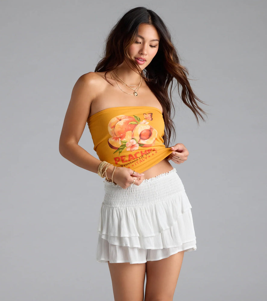 Windsor Feeling Peachy Graphic Tube Top in Orange