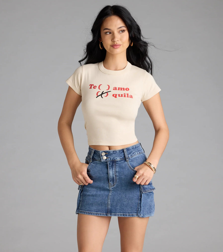 Te Amo Tequila Graphic T-Shirt Top in Ivory