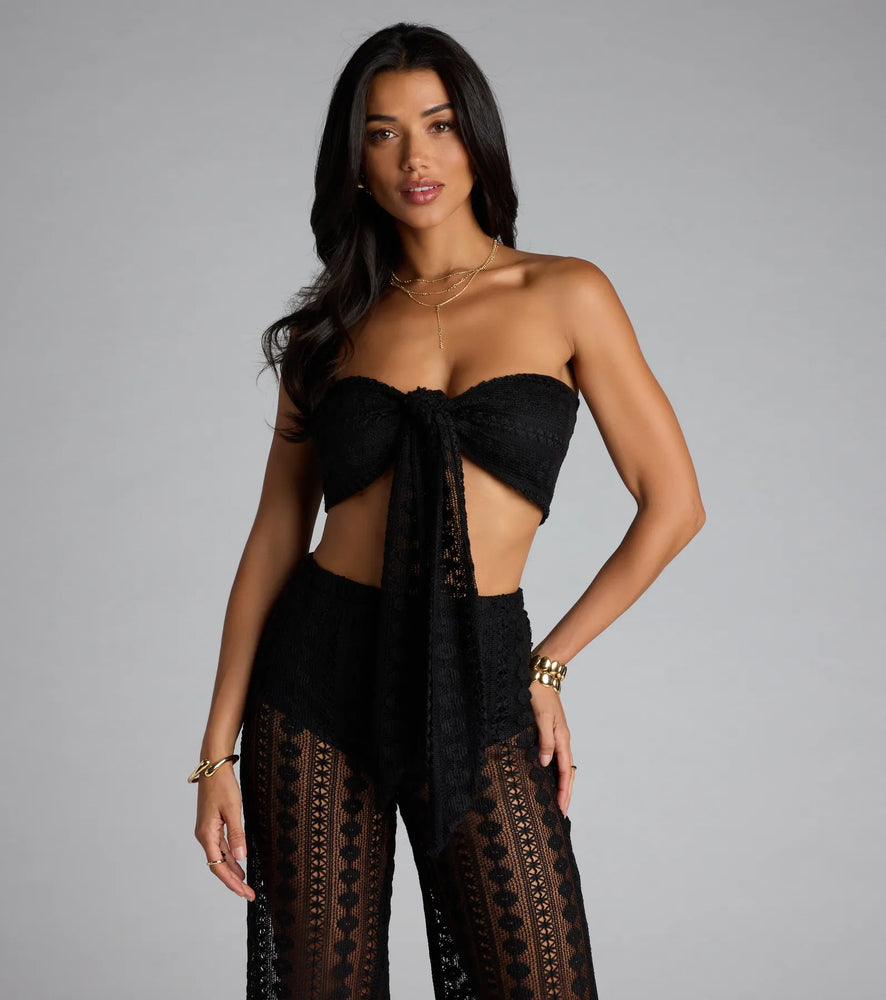 Catching Looks Crochet Bandeau Tube Top in Black