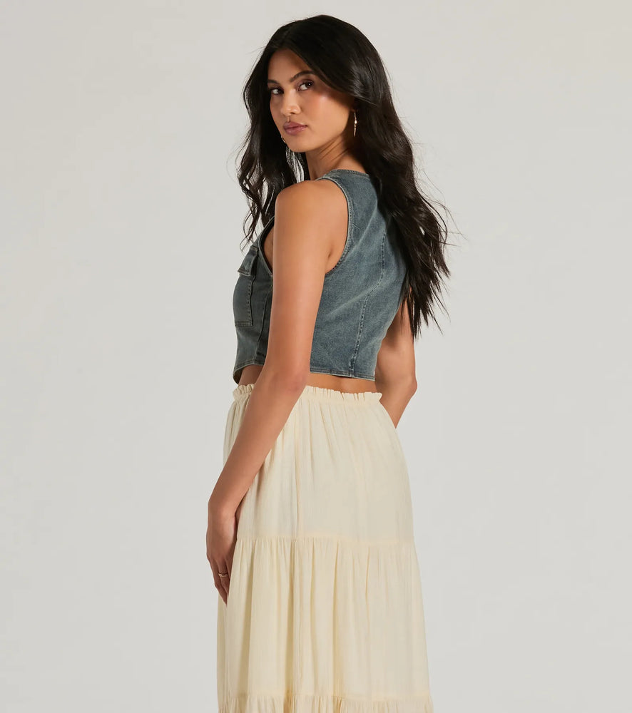 Windsor Definite Icon Zip Up Pocket Denim Vest