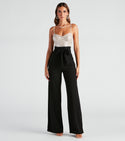 Sweetheart Crepe Sequined Pocketed Belted Back Zipper Tie Waist Waistline Sleeveless Spaghetti Strap Party Dress/Jumpsuit