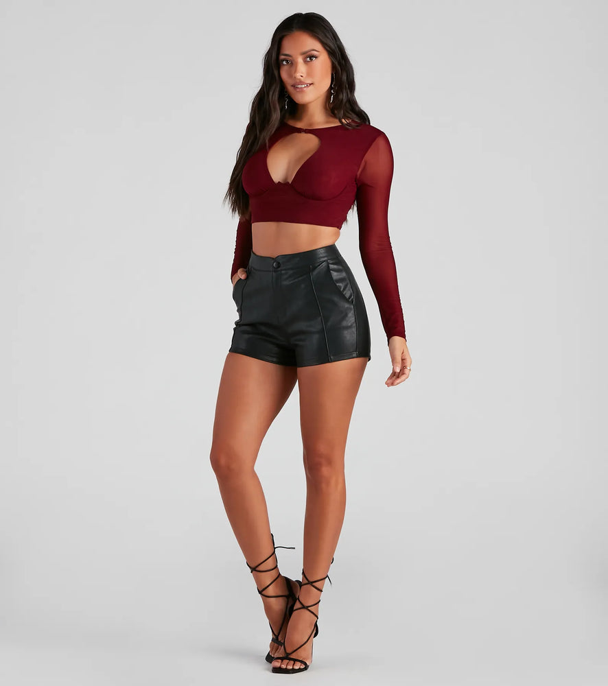 Smooth Moves PU High-Rise Shorts in Black