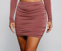 Clearance - Sleek And Stunning Ruched Mini Skirt