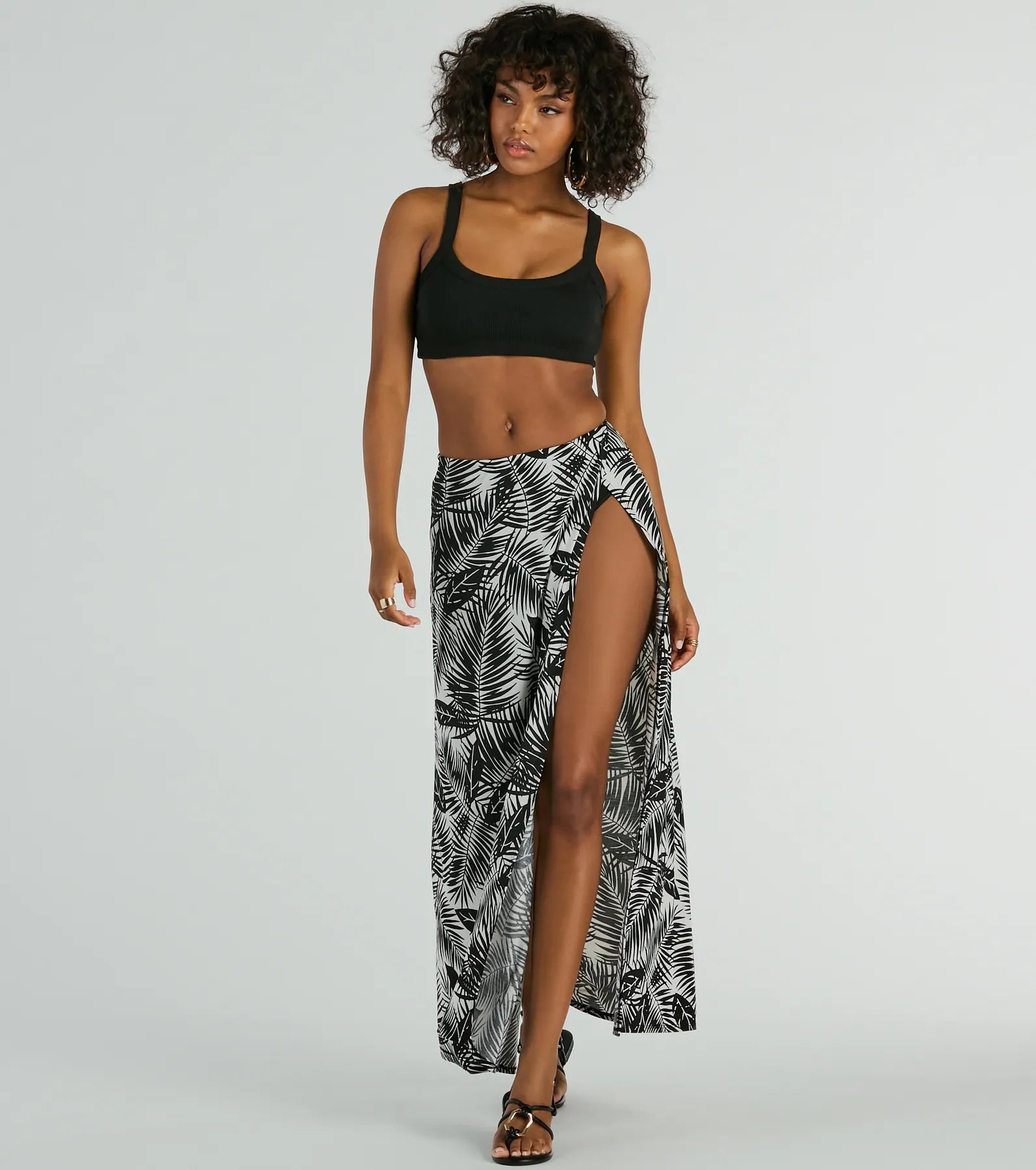 Tropical Vibes High Slit Wrap Maxi Skirt