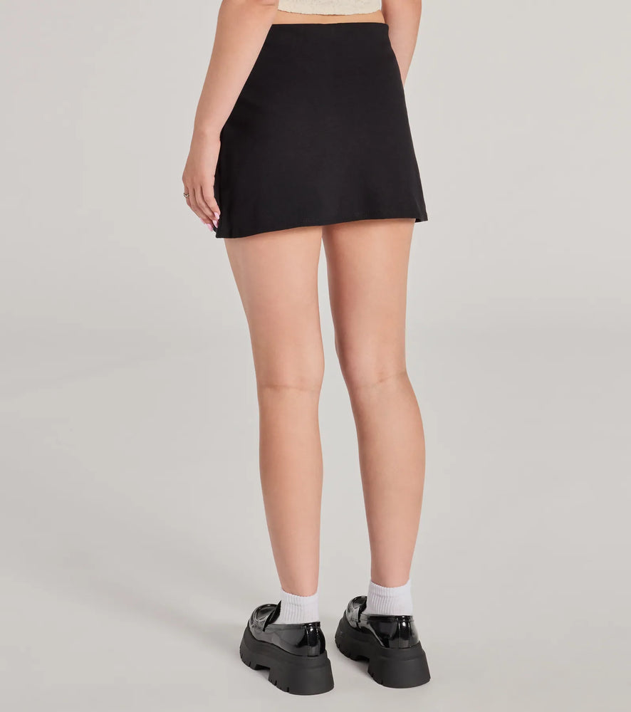 Admirable Style High-Rise Ponte Mini Skort in Black