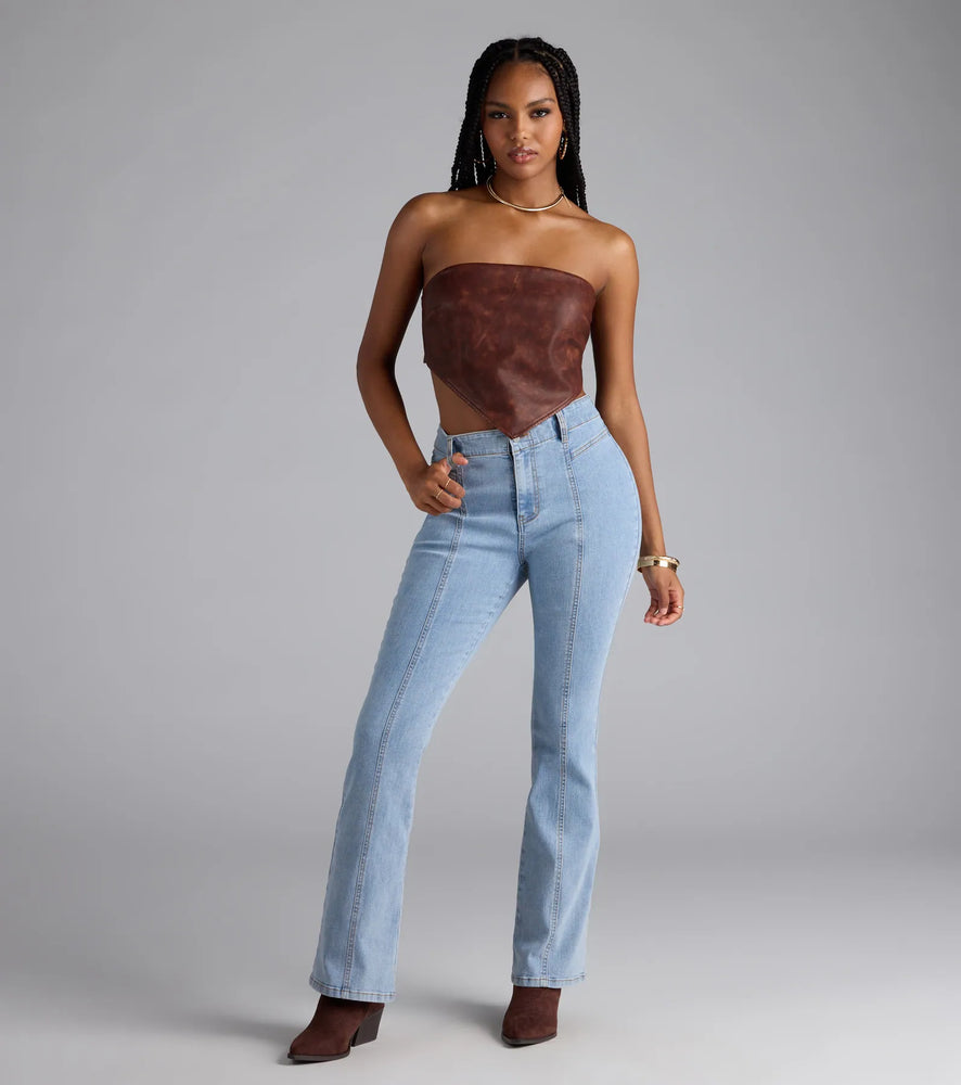 Windsor Timeless And True High-Rise Bootcut Denim Jeans in Light Denim